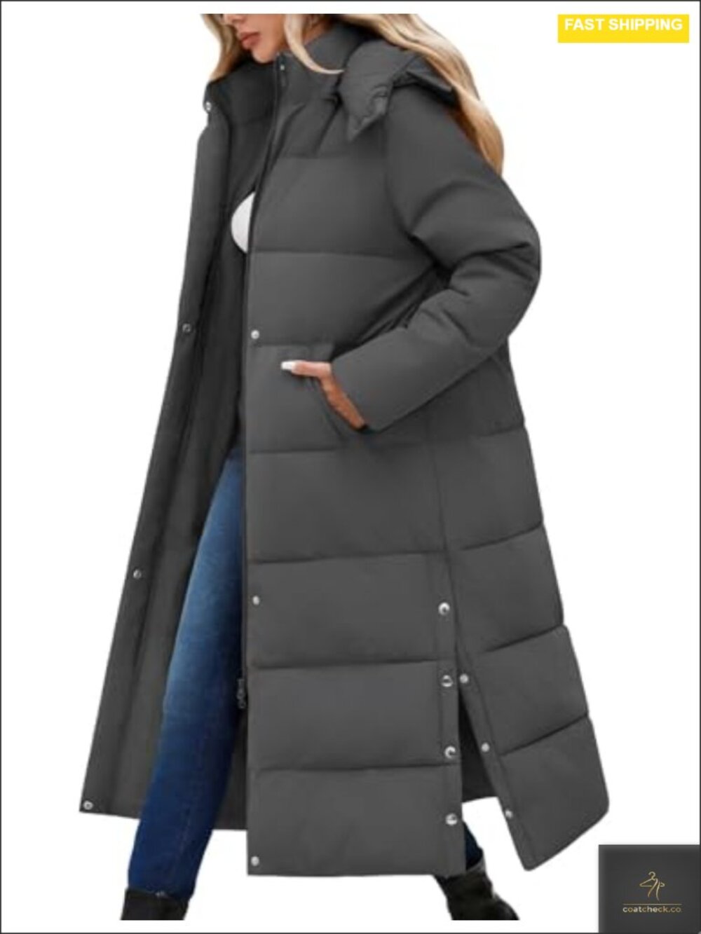 Women's Ultra-Long Waterproof Down Puffer Coat with Detachable Faux Fur Hood